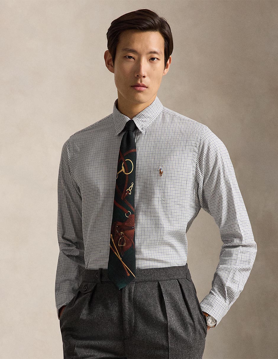 Camisa business casual de algodón manga larga para hombre