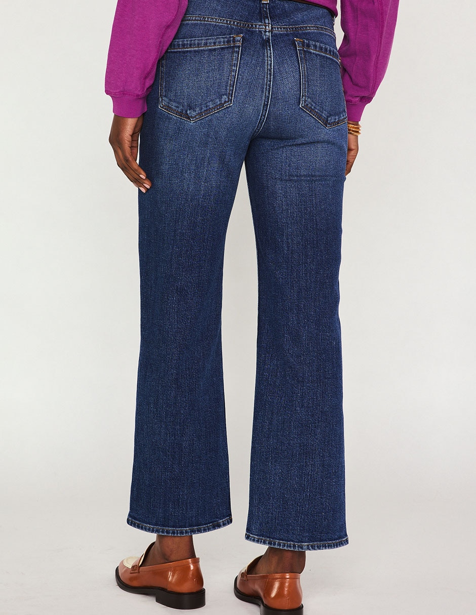 Jeans straight corte a la cintura para mujer 2