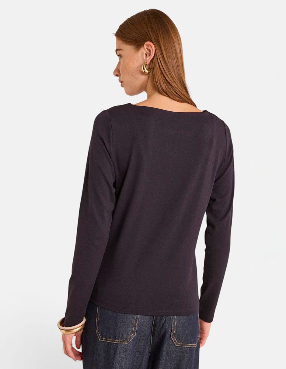 Playera manga larga cuello redondo para mujer 3