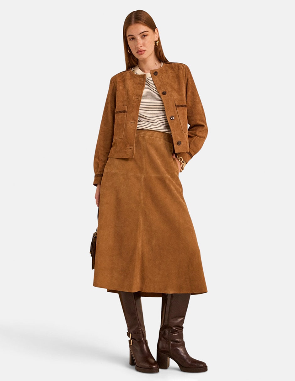 Chamarra casual de piel para mujer