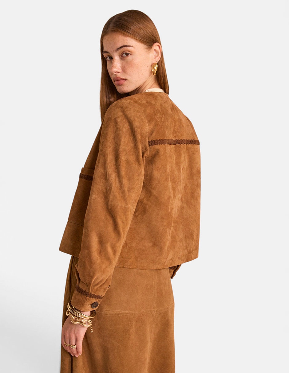 Chamarra casual de piel para mujer 2