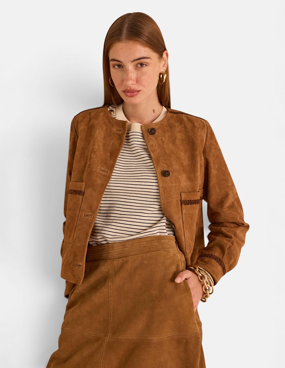 Chamarra casual de piel para mujer 3