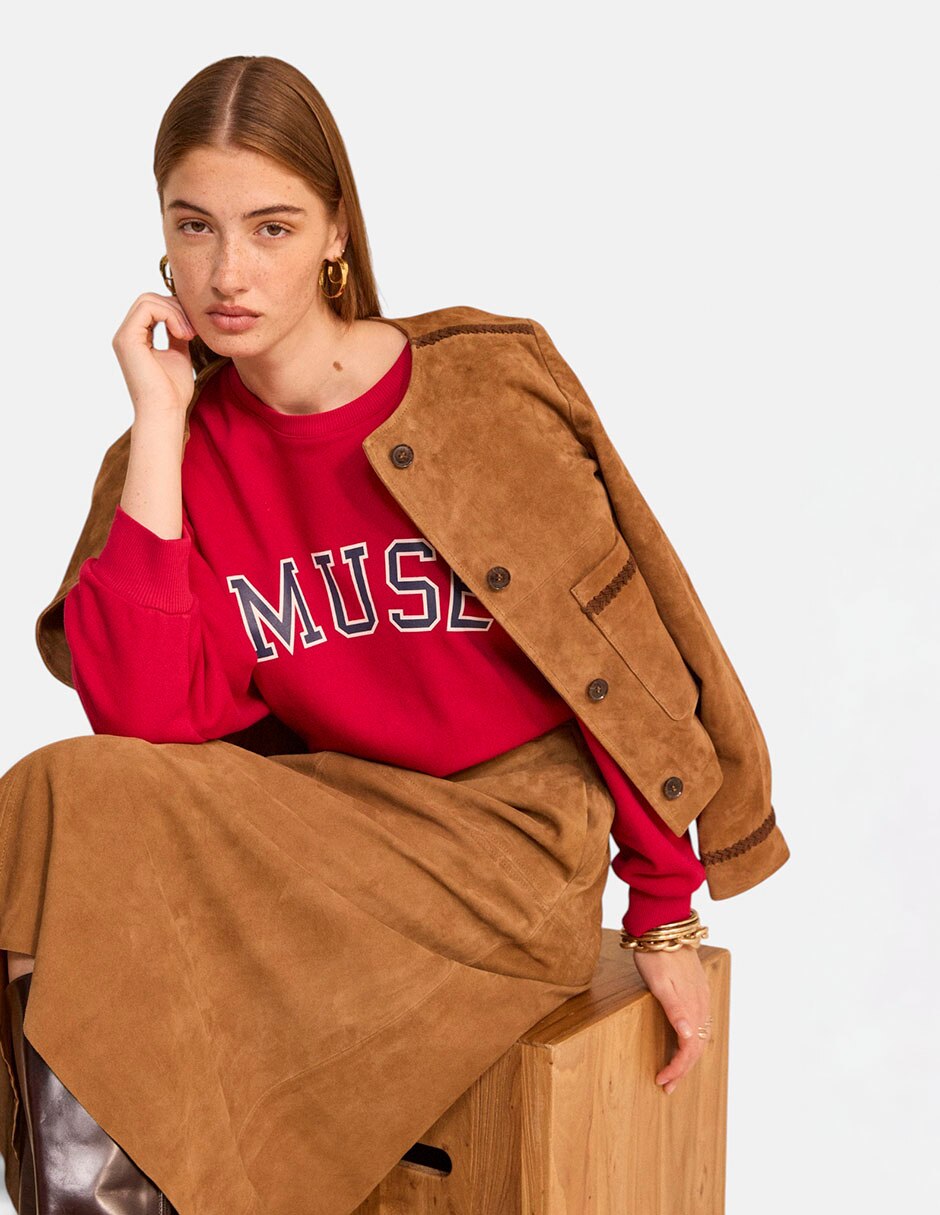 Chamarra casual de piel para mujer 4