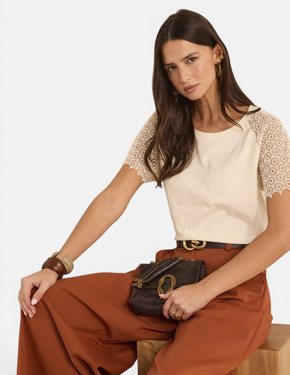 Playera manga corta cuello redondo para mujer Playera manga corta cuello redondo para mujer