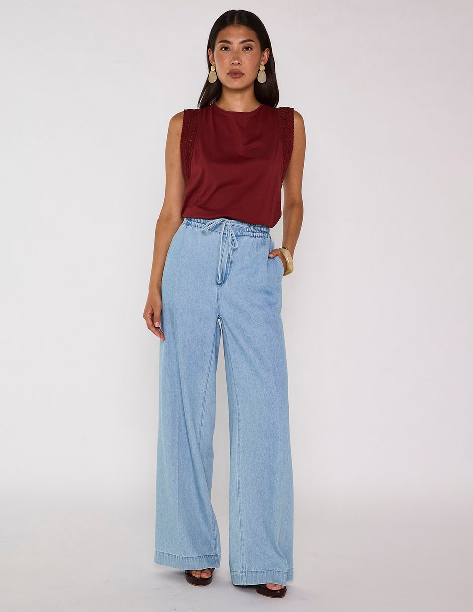 Jeans realxed wide leg para mujer