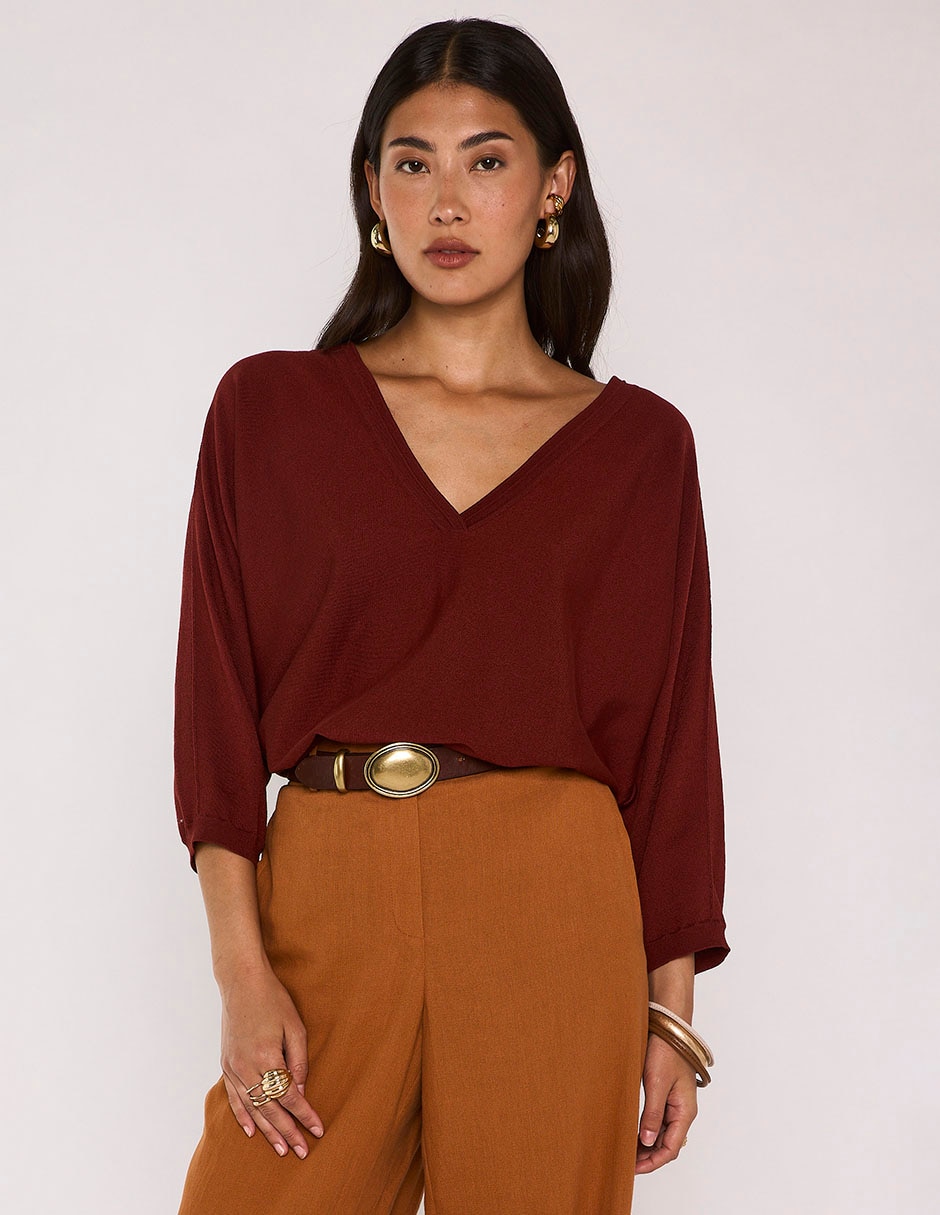 Suéter cuello v para mujer