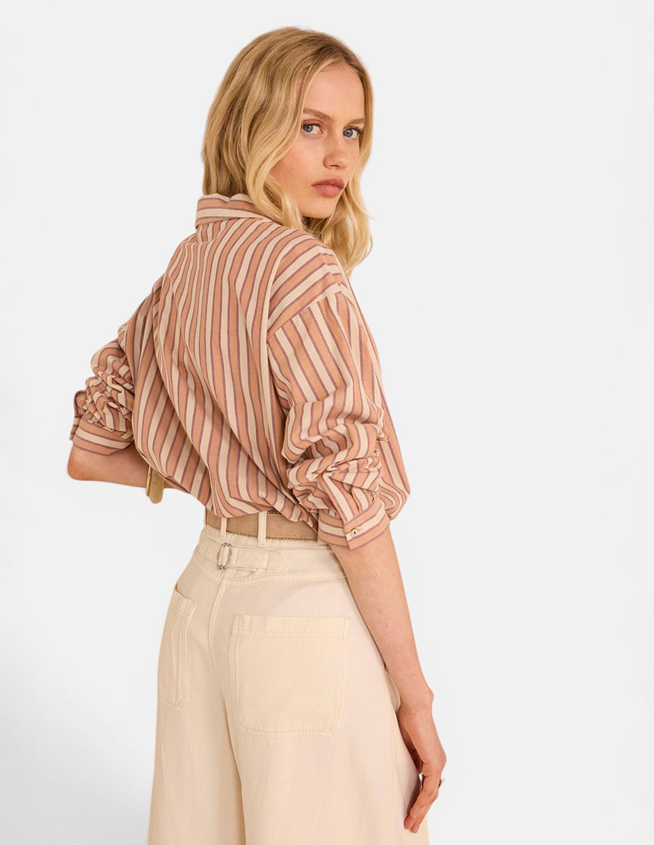 Blusa camisera manga larga para mujer