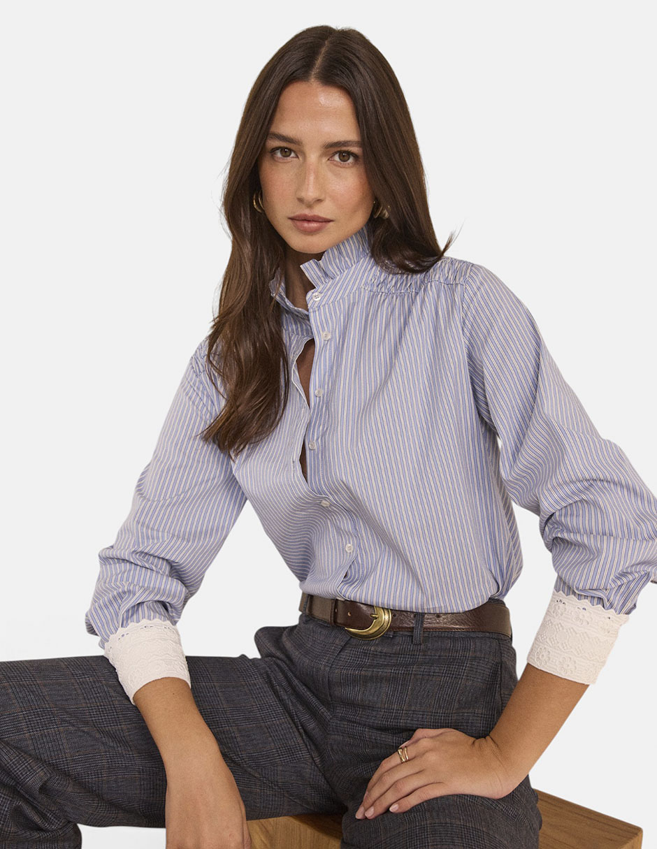 Blusa camisera manga larga para mujer