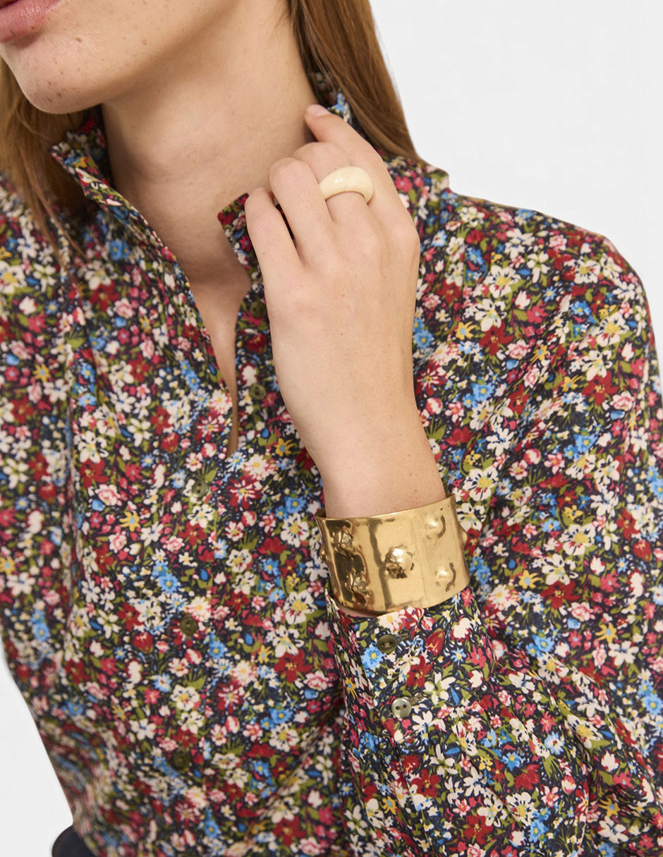 Blusa camisera manga larga para mujer
