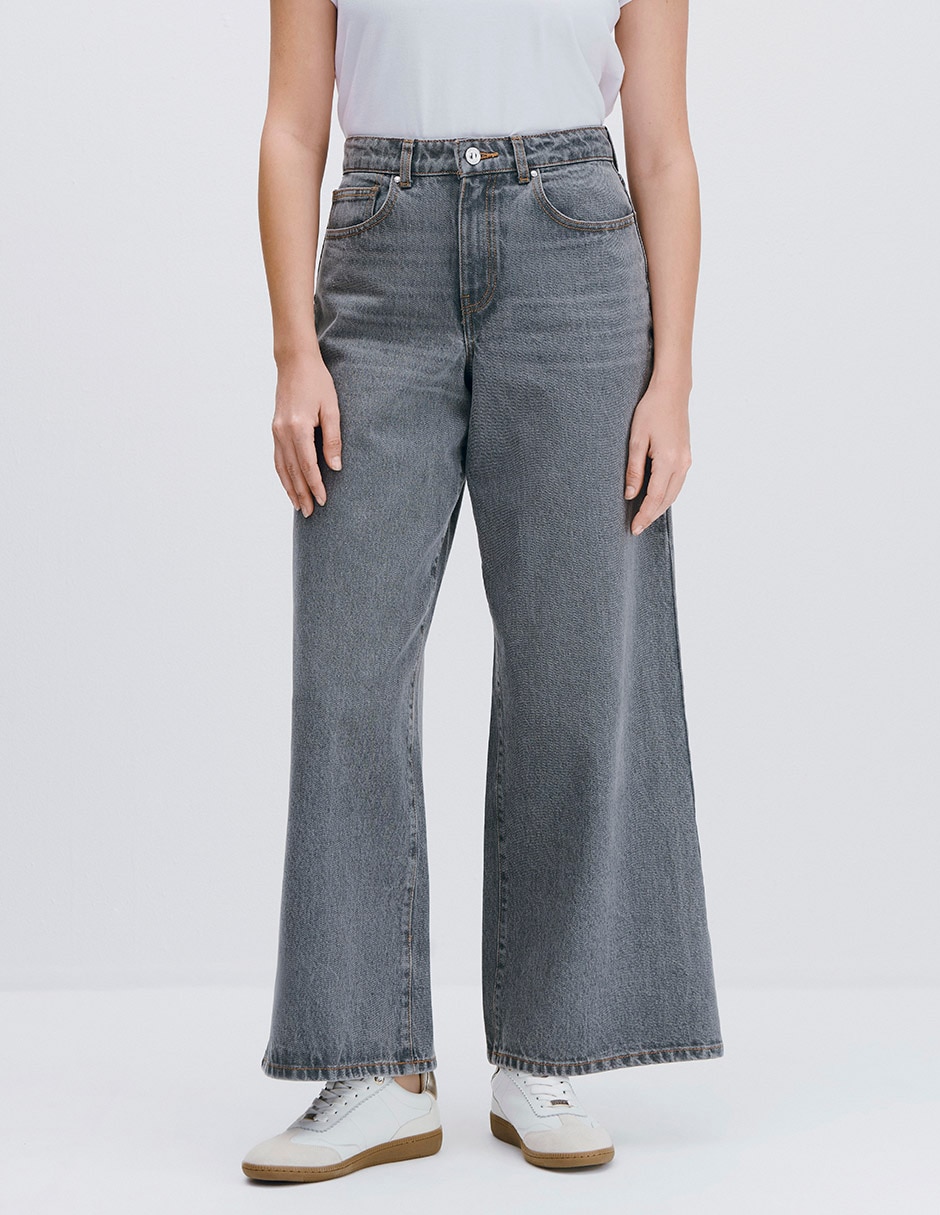 Jeans wide leg cintura para mujer