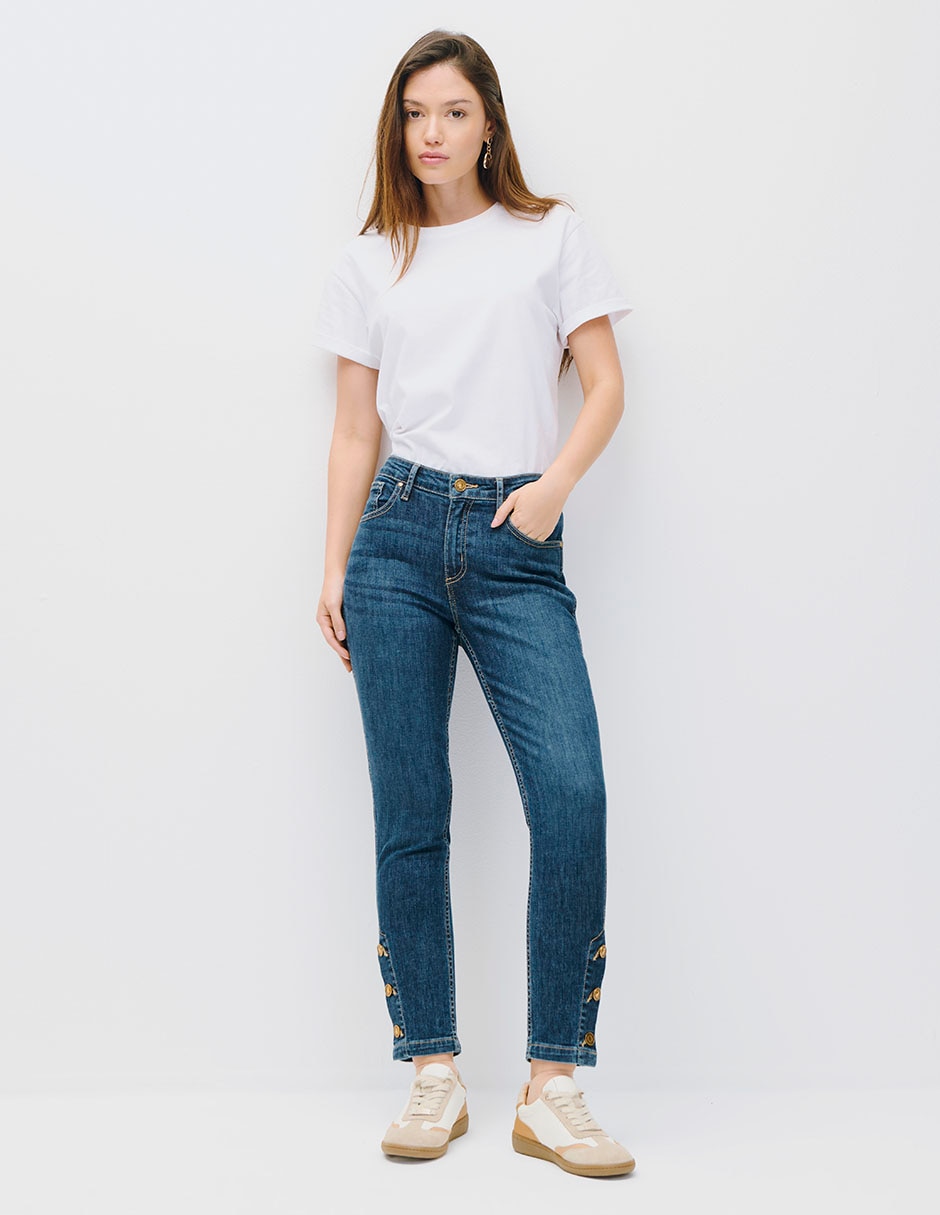 Jeans skinny corte cintura para mujer 4