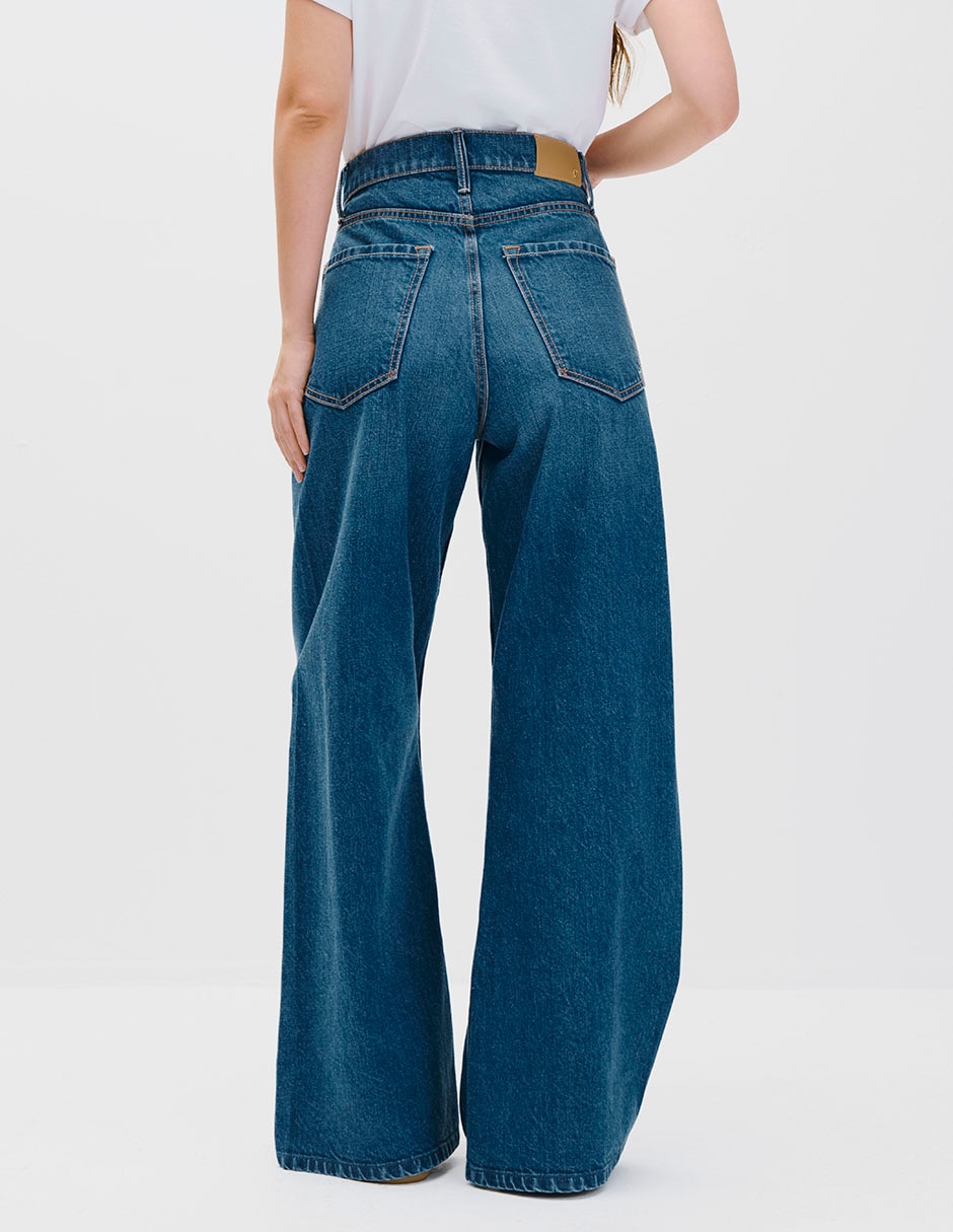 Jeans wide leg corte cintura para mujer 3