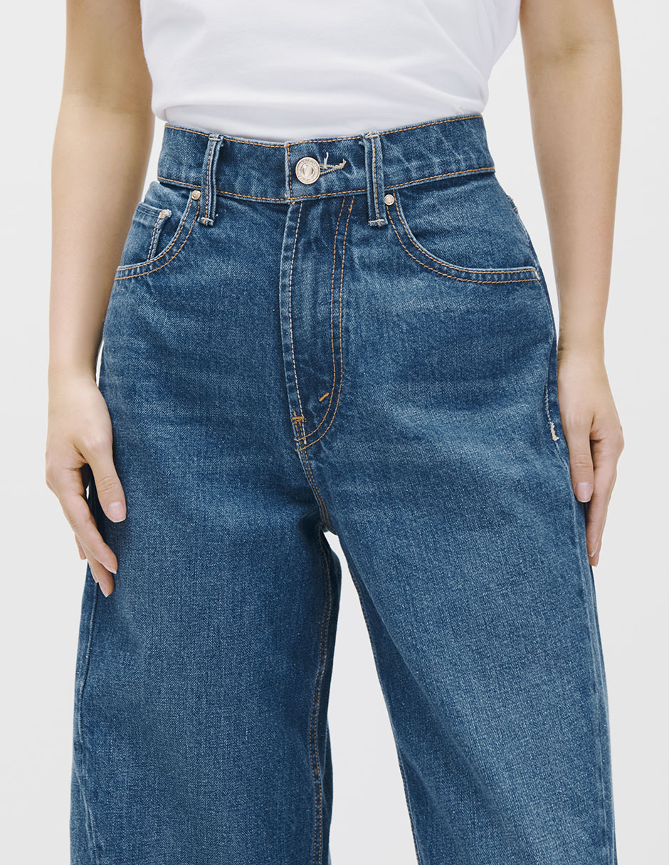Jeans wide leg corte cintura para mujer 2