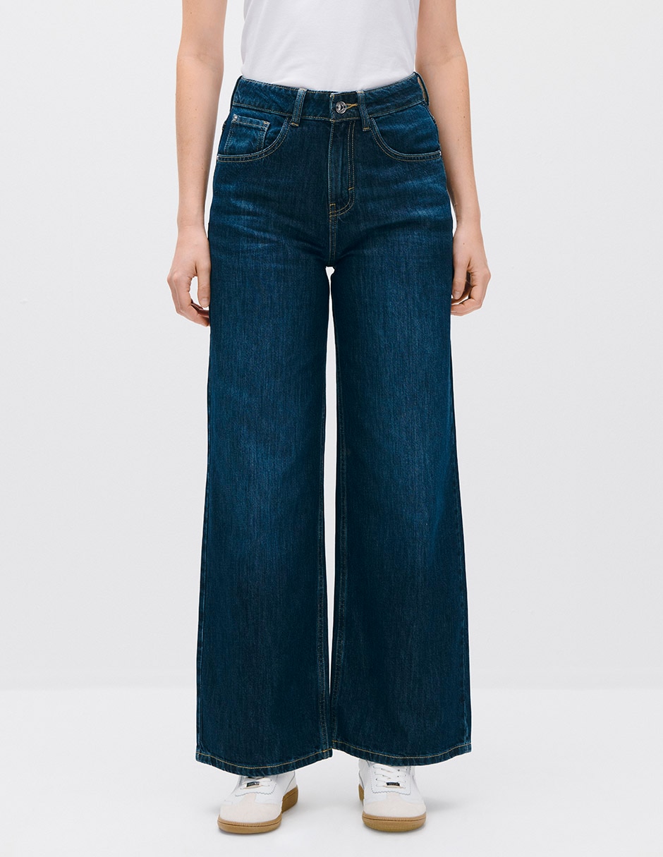 Jeans regular wide leg cintura alta wide leg c.p. Para mujer Jeans regular wide leg cintura alta wide leg c.p. Para mujer