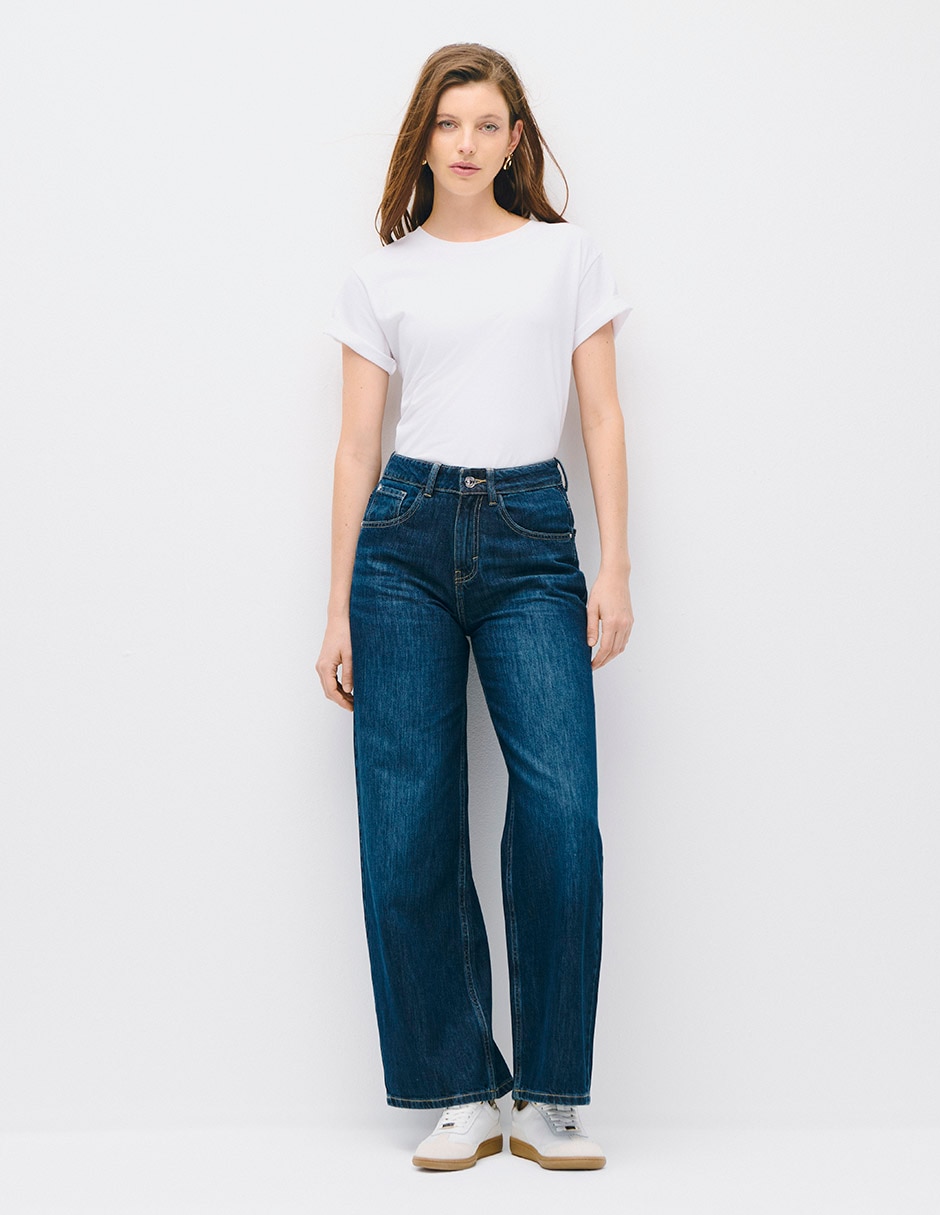Jeans regular wide leg cintura alta wide leg c.p. Para mujer 2