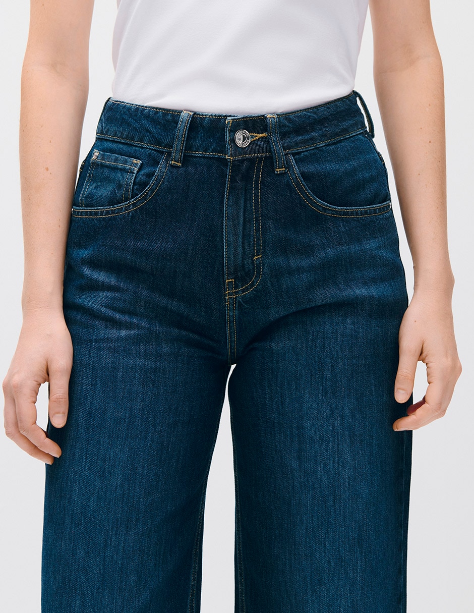 Jeans regular wide leg cintura alta wide leg c.p. Para mujer 4