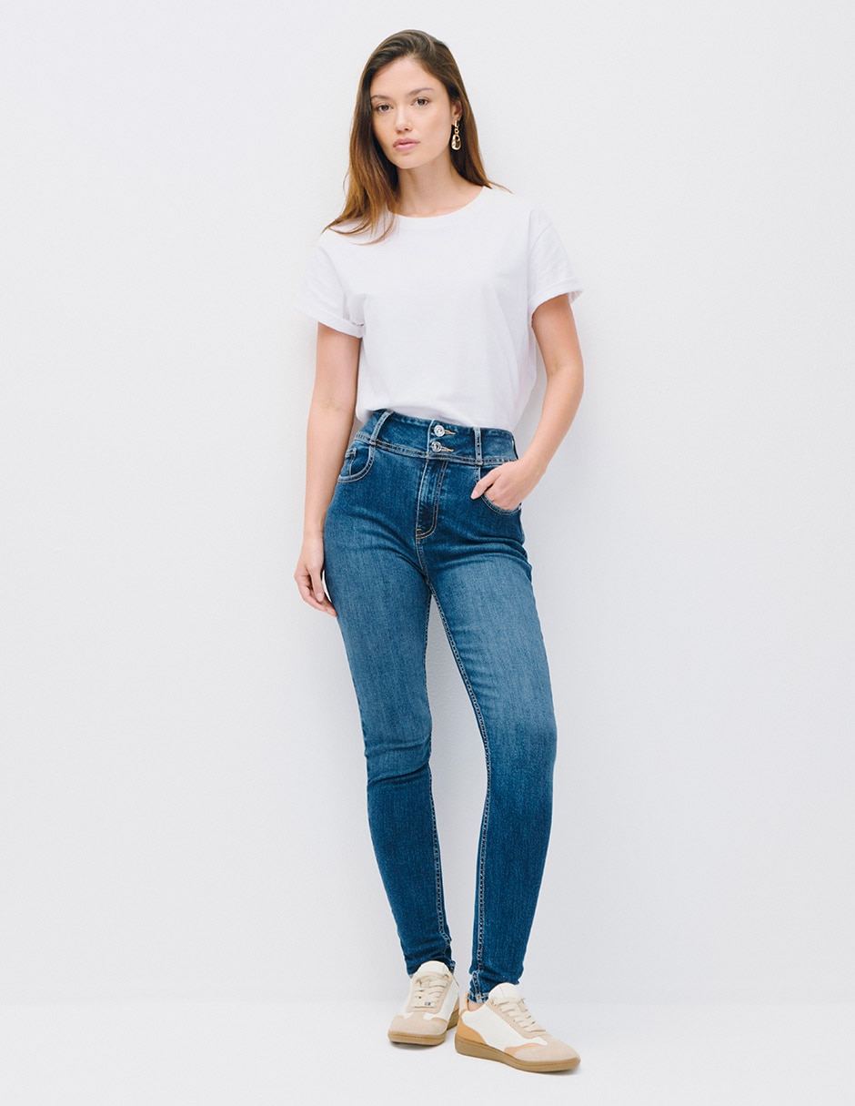Jeans regular skinny cintura alta julio skinny c.p. para mujer