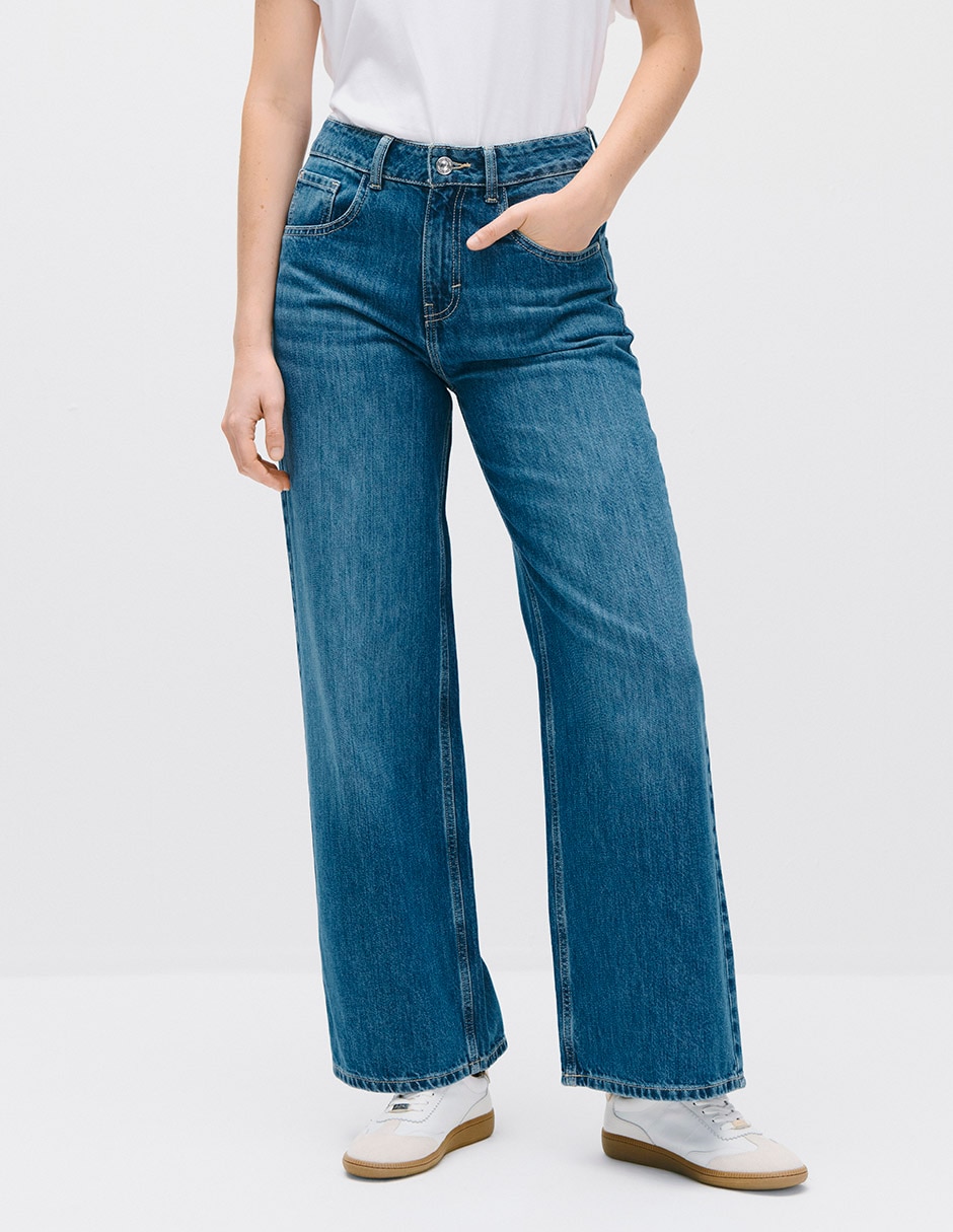 Jeans regular wide leg cintura alta wide leg c.p. Para mujer Jeans regular wide leg cintura alta wide leg c.p. Para mujer