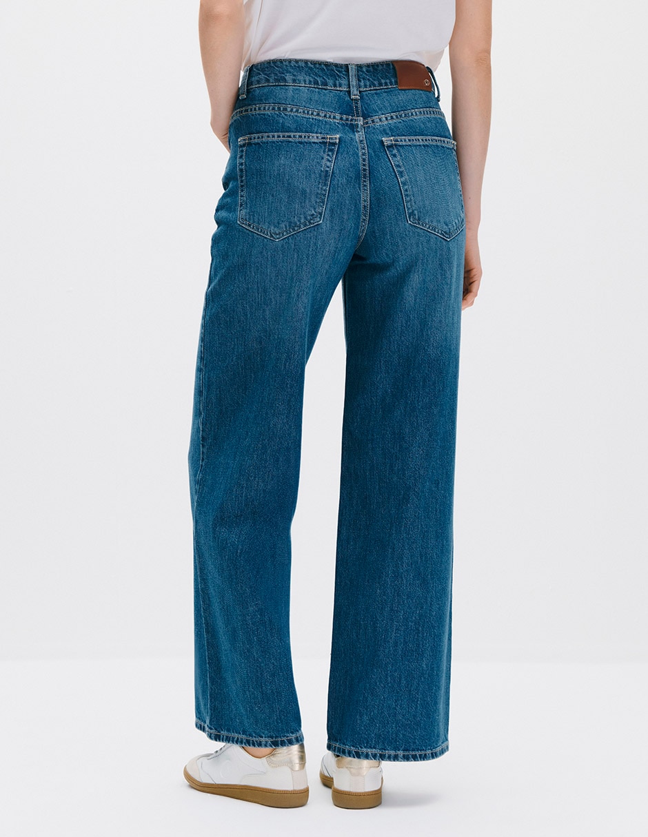 Jeans regular wide leg cintura alta wide leg c.p. Para mujer 3
