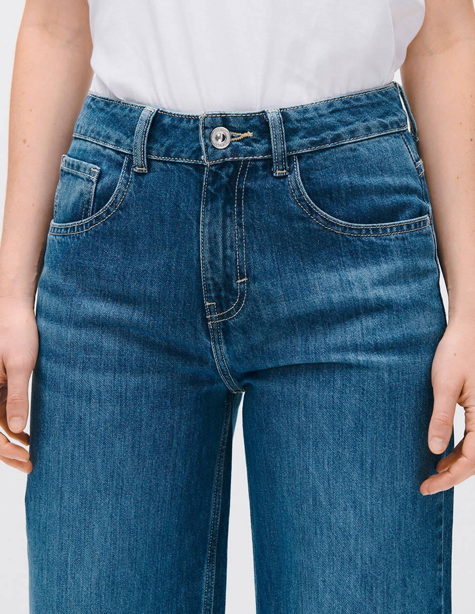 Jeans regular wide leg cintura alta wide leg c.p. Para mujer 4