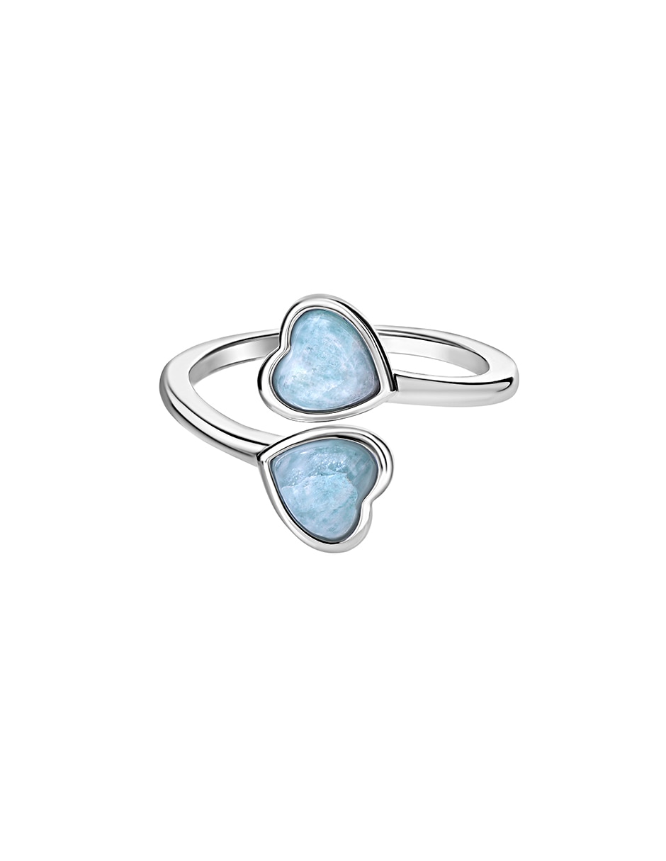 Anillo de corazón P 925 de plata larimar