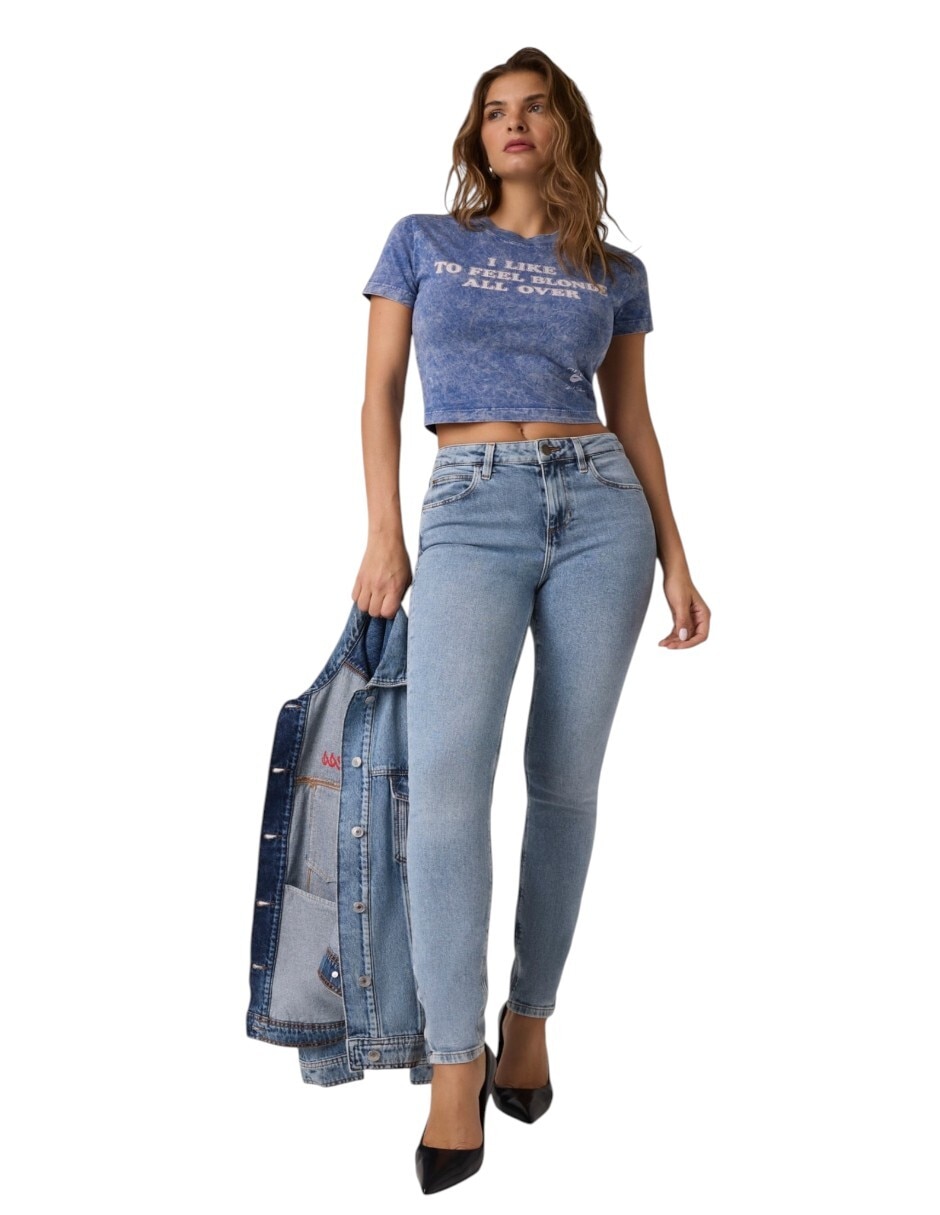 Playera manga corta cuello redondo para mujer