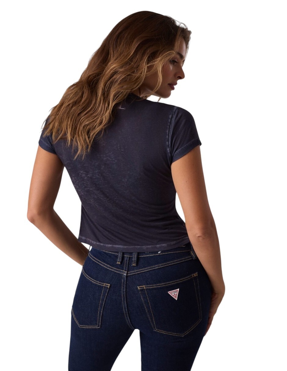 Playera manga corta cuello redondo para mujer 3