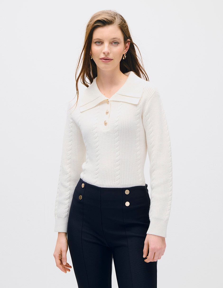 Suéter cuello camisero para mujer Suéter cuello camisero para mujer