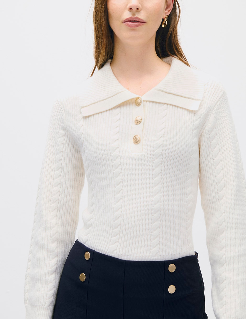 Suéter cuello camisero para mujer 4