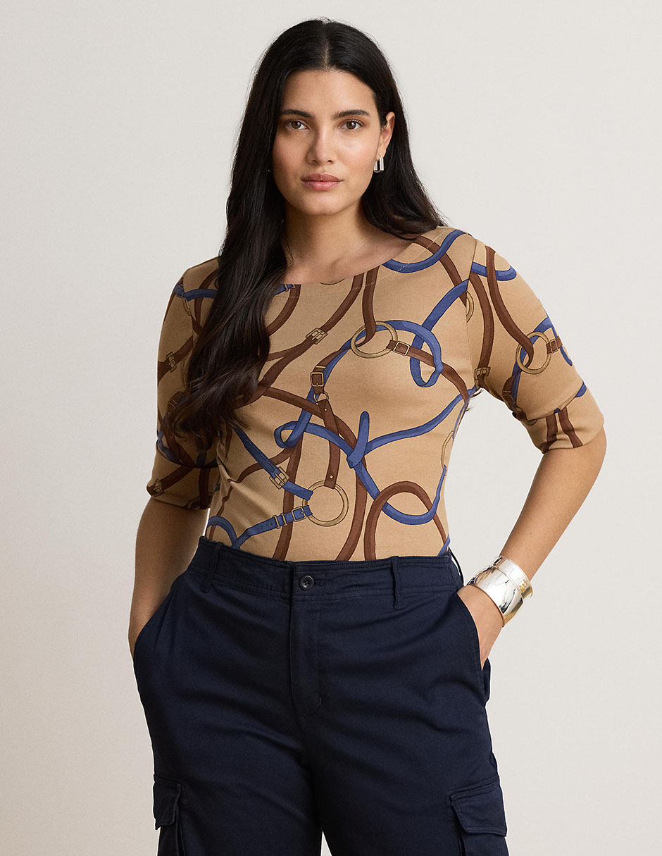 Playera manga al codo cuello redondo para mujer 6