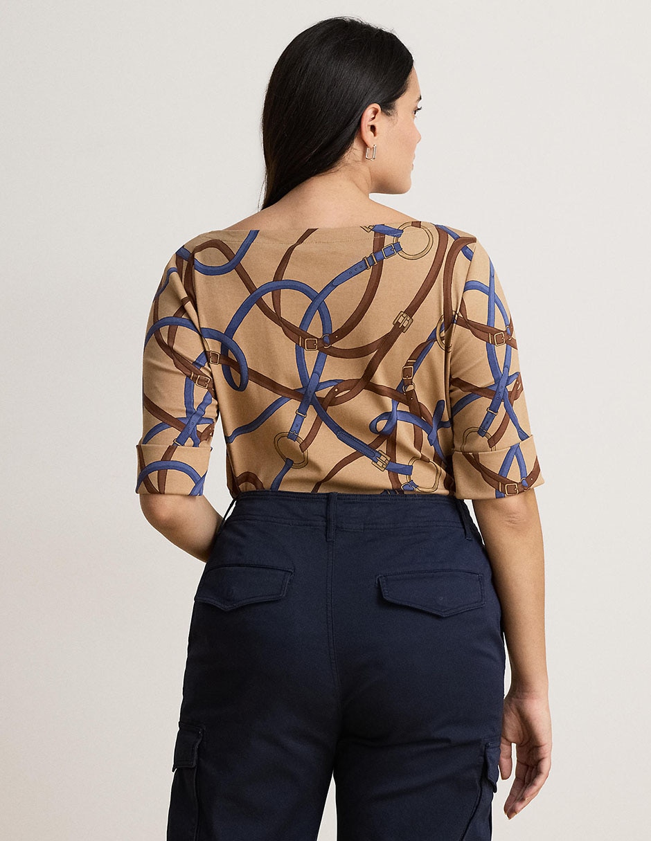 Playera manga al codo cuello redondo para mujer 7