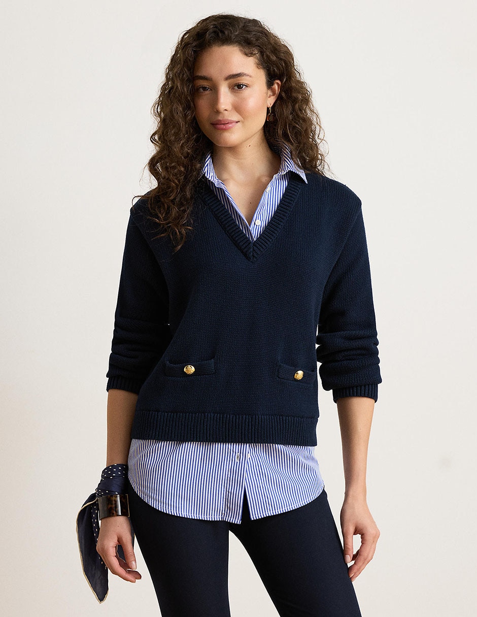 Suéter cuello v para mujer
