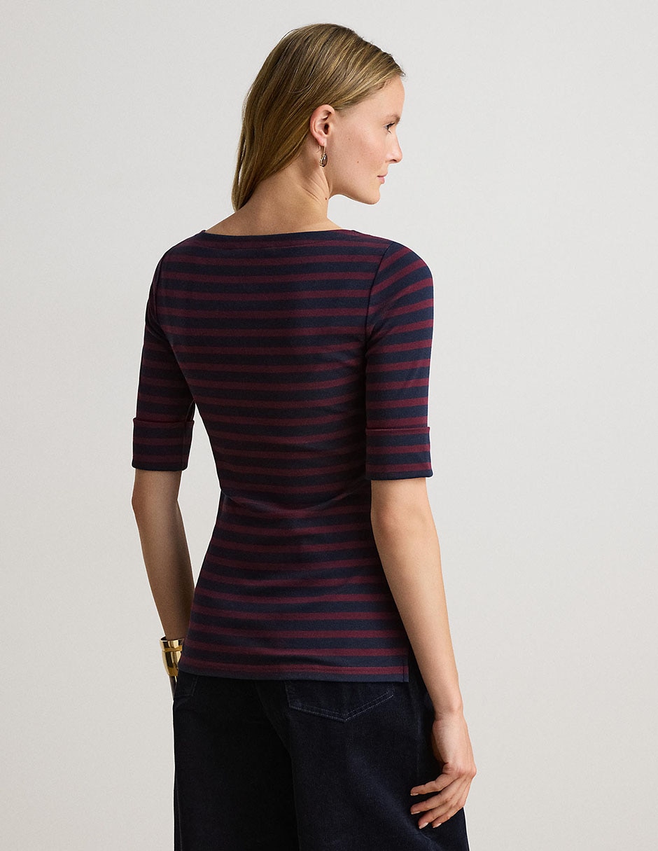 Playera manga al codo cuello ojal mujer 2