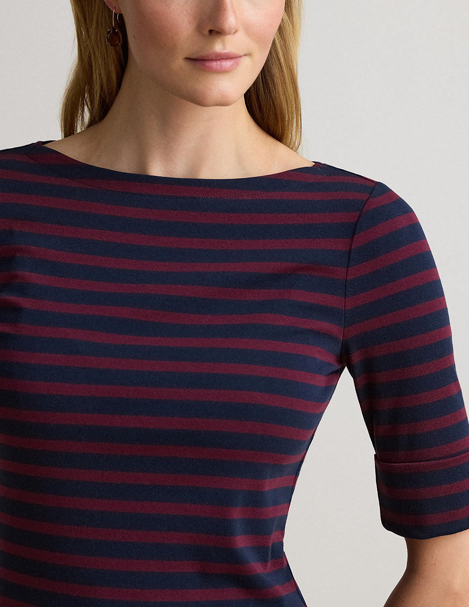 Playera manga al codo cuello ojal mujer 9