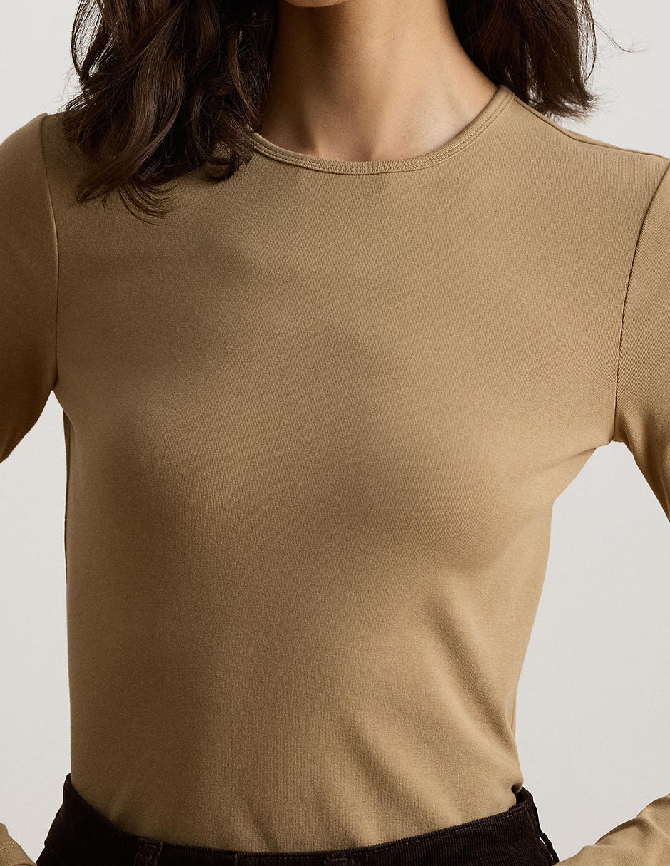 Playera manga larga cuello redondo para mujer 5