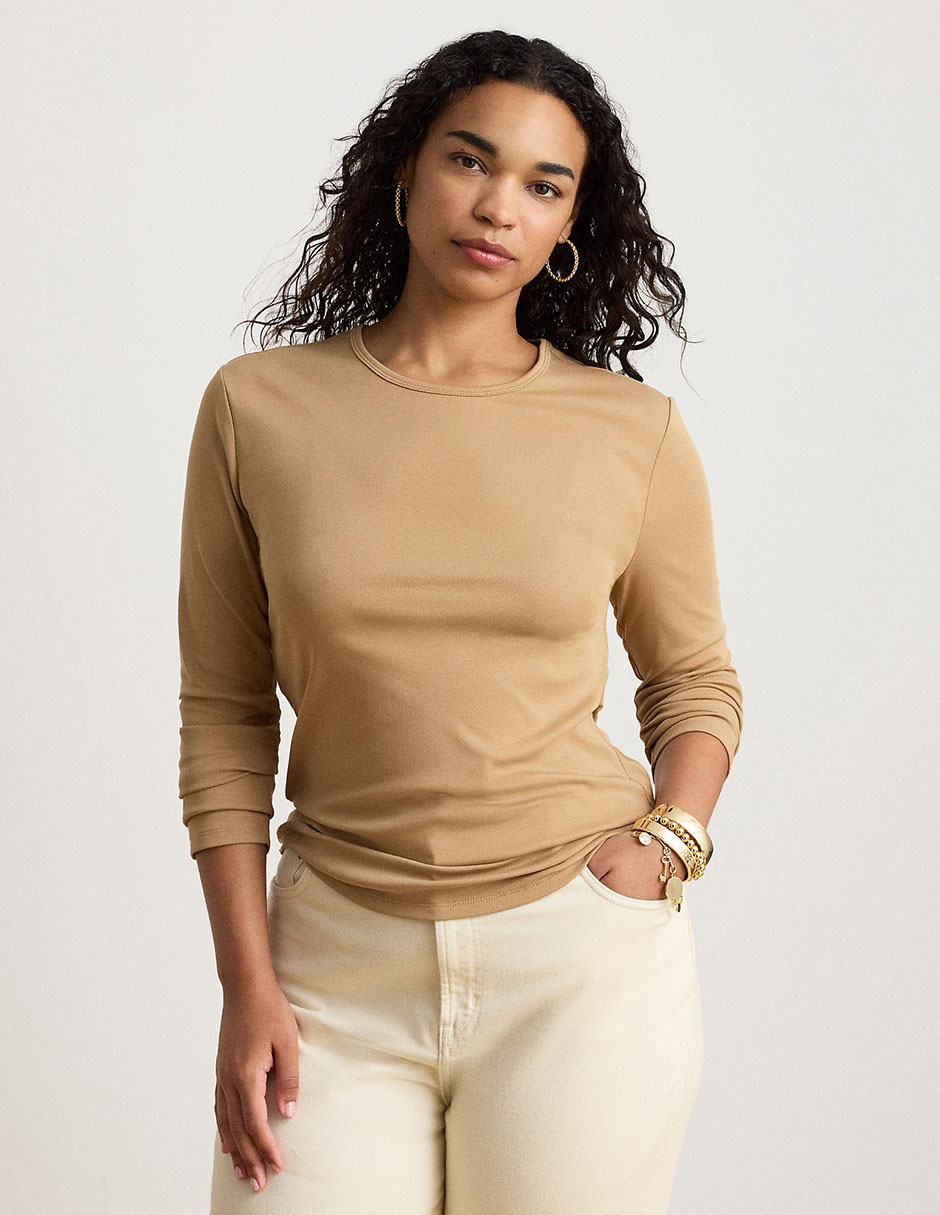 Playera manga larga cuello redondo para mujer 6