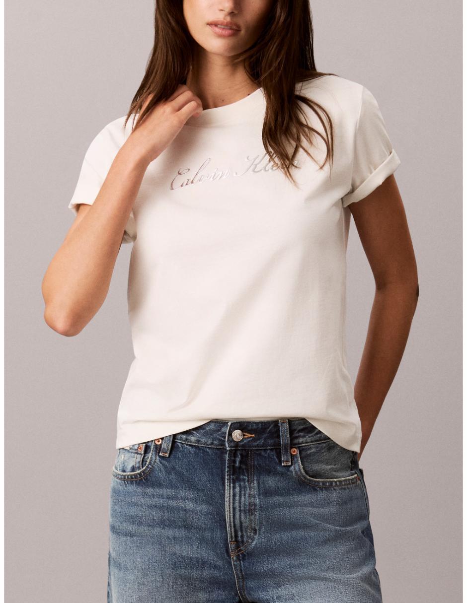 Playera manga corta cuello redondo mujer