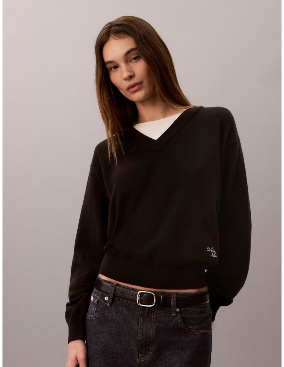 Suéter cuello v para mujer 6