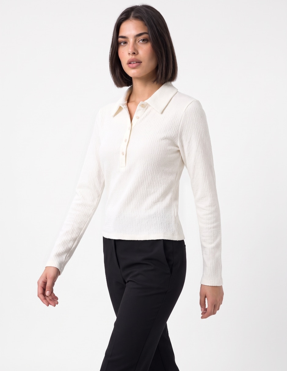 Suéter cuello polo para mujer