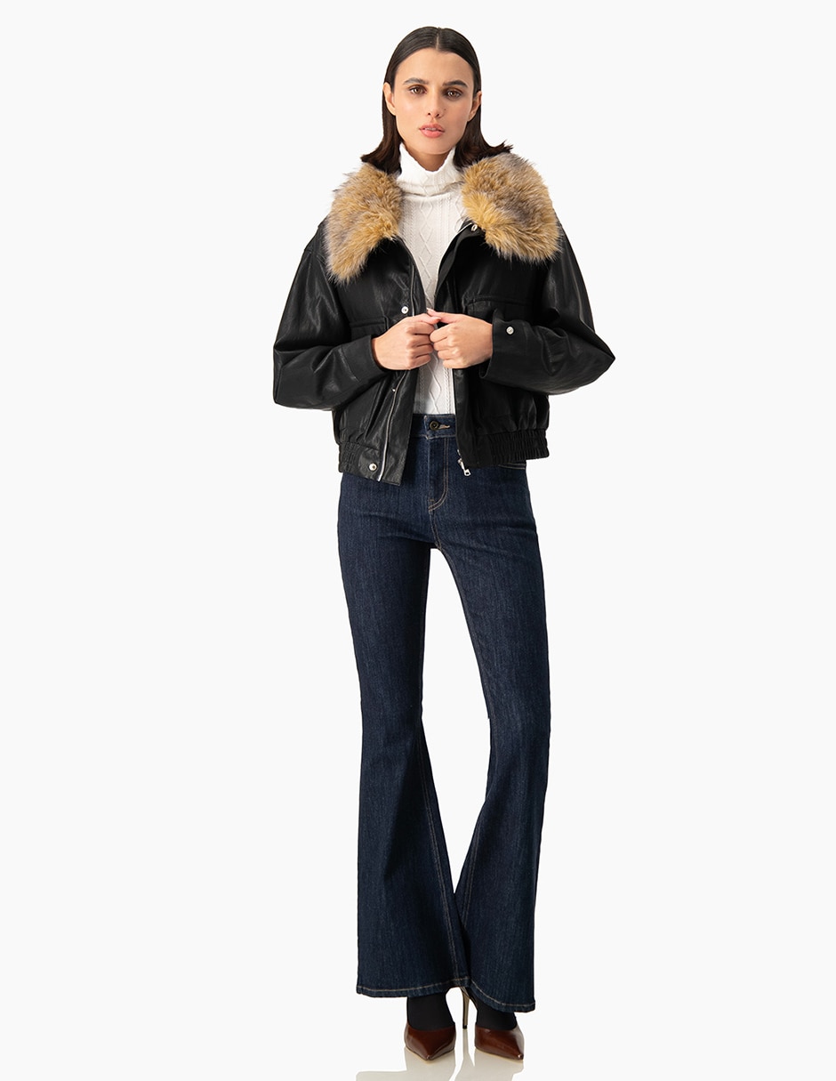 Jeans acampanado cintura para mujer 4