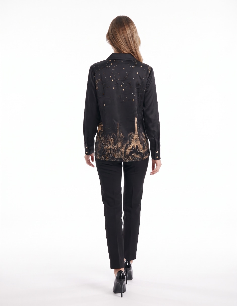 Blusa camisera manga larga para mujer 2