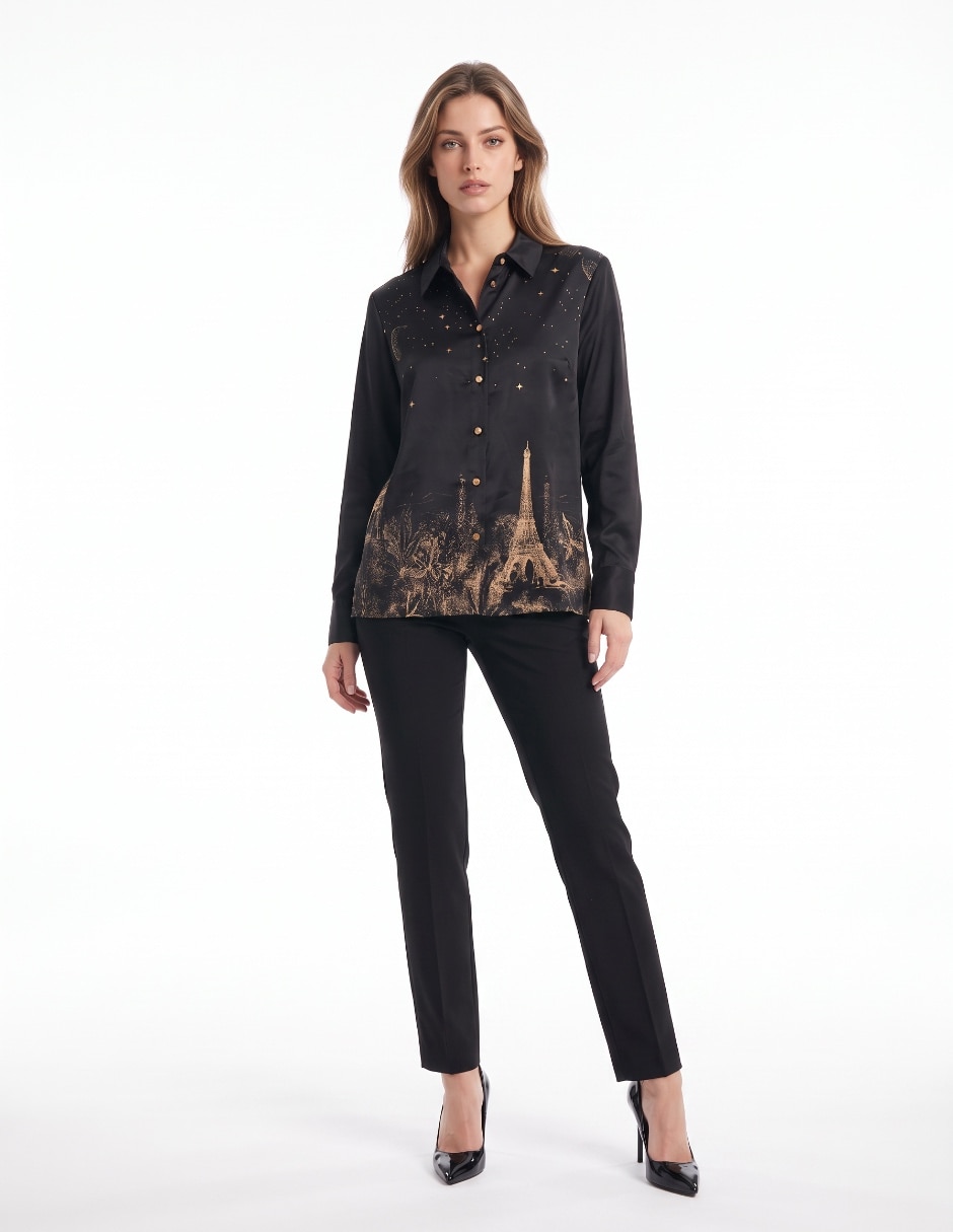 Blusa camisera manga larga para mujer 3