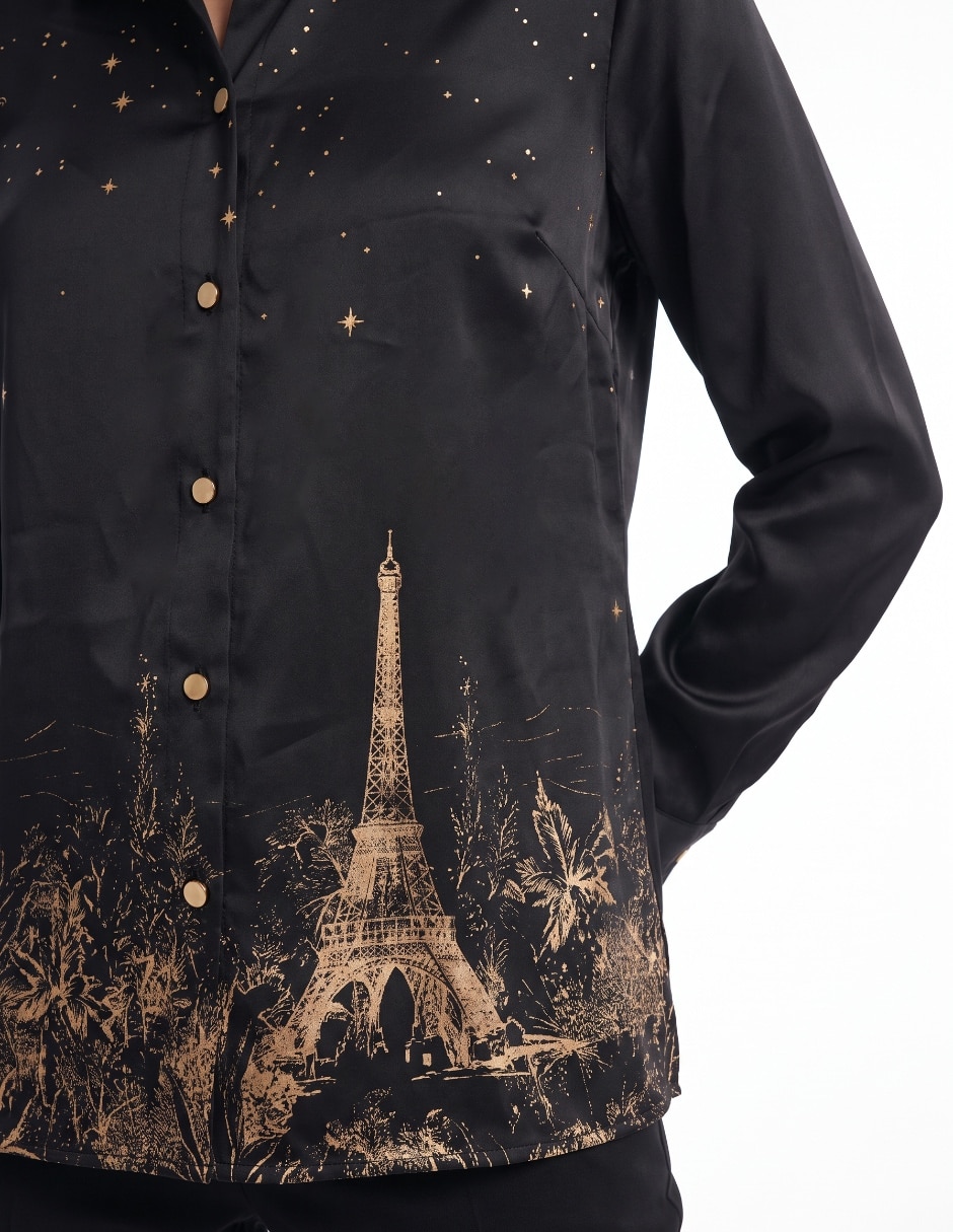 Blusa camisera manga larga para mujer 4
