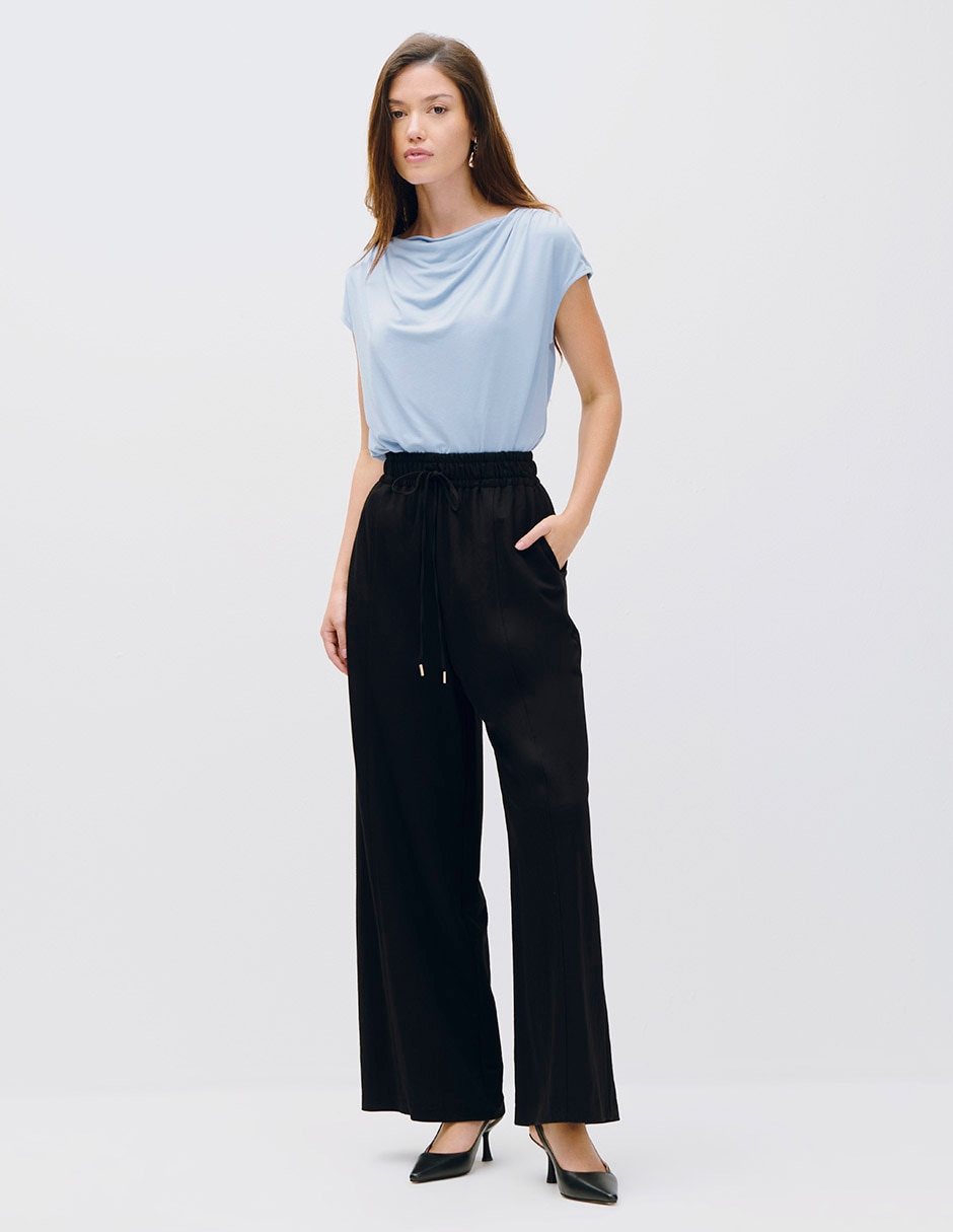 Pantalón relaxed Esencial Moda Wide leg para mujer 4