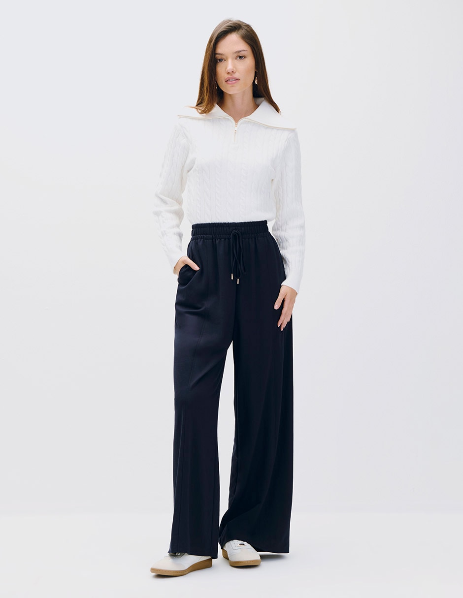 Pantalón relaxed Esencial Moda Wide leg para mujer 4