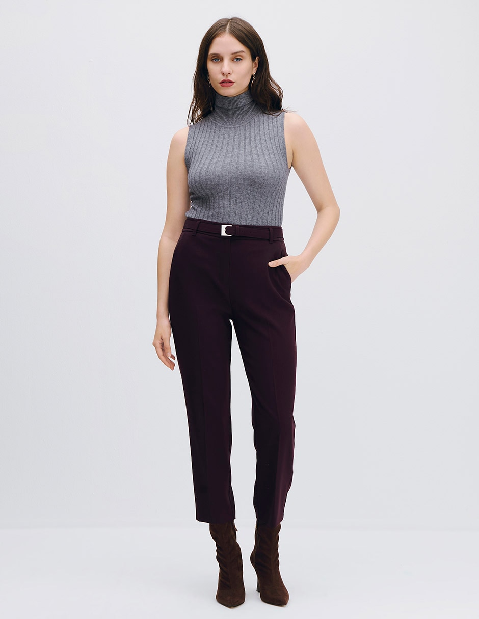 Pantalón esencial moda recto para mujer 4