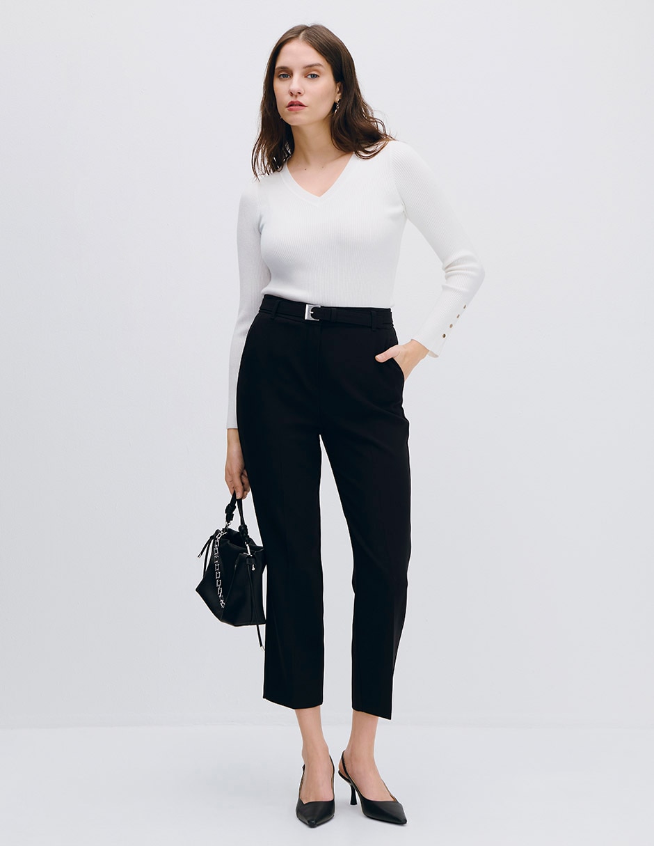 Pantalón esencial moda recto para mujer 4
