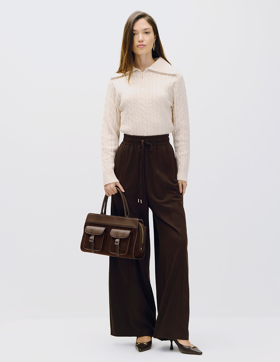 Pantalón relaxed Esencial Moda Wide leg para mujer 4