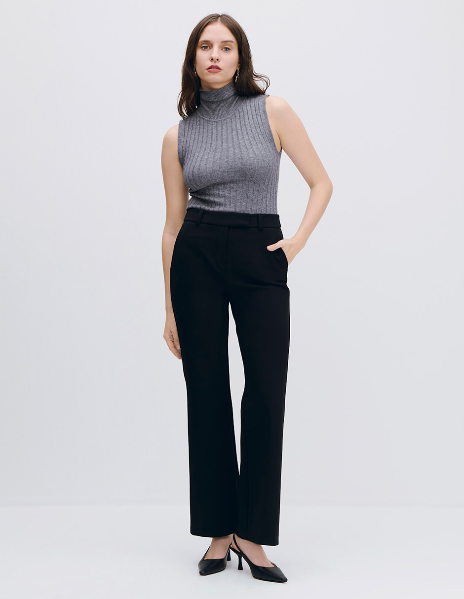 Pantalón esencial moda recto para mujer 4