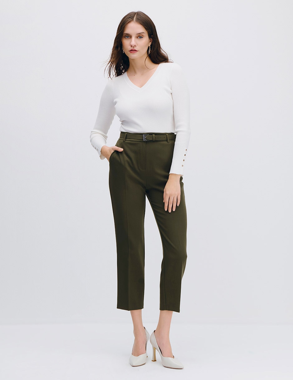 Pantalón esencial moda recto para mujer 4